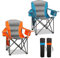 Northroad 2 Pack Oversized Camping Chair, Padded Portable Chairs Heavy Duty Camping Folding Chairs w/Cooler Bag & Cup Holder, Support 500 LBS for Outdoor, Fishing & Garden (Orange & Blue)