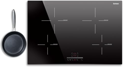 Karinear 77cm Induction Hob 4 Zone Built in Electric Hob Slider Control with Pause Timer Safe Lock 7200W,220V, No Plug(come with a pot)