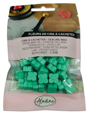 Aladine 72646 – 60 perlas de cera – turquesa – para crear sello de cera – flores de cera – hacer parte de boda, nacimiento, letras, correos, menús y regalos – 72646