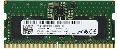 Mic(Micron) Original 8GB (1x8GB) DDR5 5600MHz PC5-44800 SODIMM Unbuffered Non-ECC 1Rx16 CL46 1.1v MTC4C10163S1SC56BD1 Notebook Laptop RAM Memory Module Upgrade Adamanta