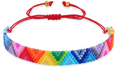 Joya Love Bracciale da surfista arcobaleno colorato regolabile gioielli fatti a mano in perline perline braccialetto per donna regalo, Acciaio inossidabile, Senza Gemstone