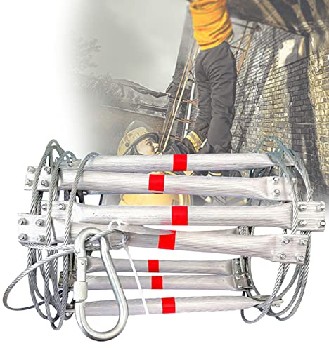 KHLMSRXJ Scala di Sicurezza antincendio di Emergenza, Scala di Sicurezza antincendio ignifuga, con Ganci, Veloce da Usare in Caso di Incendio, Robusta, Resistente, Portatile e riutilizzabil
