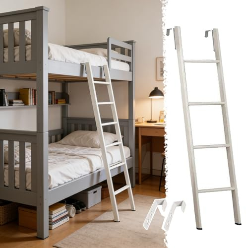 Échelles de Lit Échelle de Rechange Blanche En Métal pour Lit Superposé Simple, Échelle pour Lit Superposé avec Marche Large, Idéale Maison, Dortoir, Grenier, Camping-car(130cm/50)