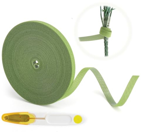 Brida para Plantas de Cinta velcro 20 m, ancho 12 mm, cinta adhesiva para plantas ajustable y reutilizable de doble cara, resistente a la intemperie, para tomates y plantas trepadoras en jardín