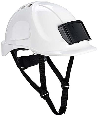 Portwest PB55 Endurance white vented safety helmet with visitor badge holder