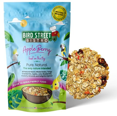 Bird Street Bistro Parrot Food - Parakeet & Cockatiel Food - Cooks in 3-15 min w/Natural Grains, Legumes, Non-GMO Fruits, Vegetables & Healthy Spices