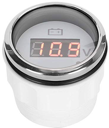 Panel Gauge 2 - Volt Meter 12 Volt 2 Inch Round - Indicatore Di Tensione Della Batteria A Led, 52 Mm/2 Pollici Con Luce Del Sensore Di Avvertenza Adatta Per Auto E Barche(Bianca)