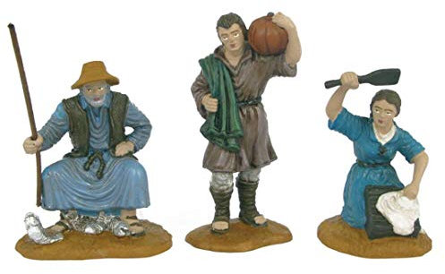 Acan Tradineur - Figure di contadini e pescatori per presepe 10 cm, 3 pezzi