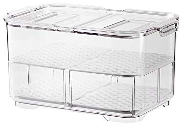 SANNO Refrigerator Food Storage Containers Stay Fresh,Food Storage Container Bin Stackable Refrigerator Freezer Organizer Fresh Keeper Drawers with Vented Lids and Removable Drain Tray