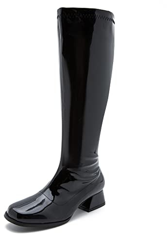 fereshte GOGO Boots for Women, Knee High Boots, Low Block Heel Zipper Boots Ladies Party Dance Shoes Black 41 - US 9.5