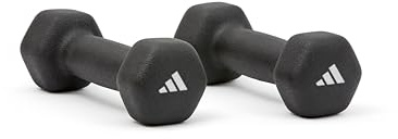 adidas Hexagon-Hantel-Set, 1 kg, Neopren-Beschichtung mit Gusseisenkern, Schwarz