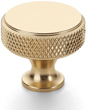 Coinkoly 10 Pack 1-1/5(30mm) Gold Knurled Cabinet Knobs for Dresser Kitchen Knobs for Cabinets Brushed Gold Cabinet Pulls Hardware