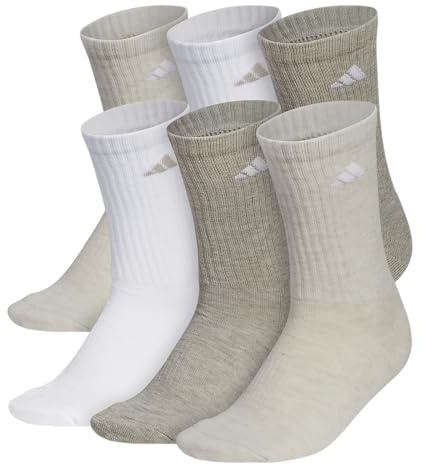 adidas Womens Athletic Cushioned Crew Socks (6 Pairs) Durable & Comfortable