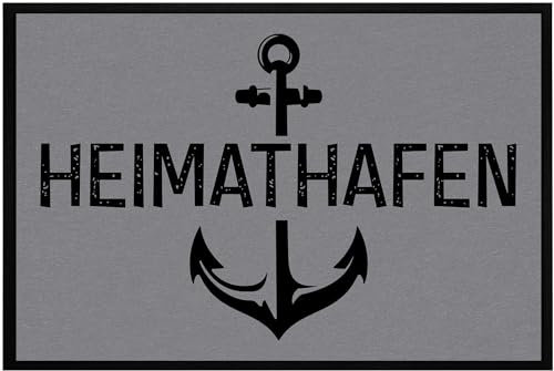 OM3® lustige Fußmatte mit Spruch - Anker Heimathafen - Maritim Eingang - rutschfest & waschbar - 60x40cm -