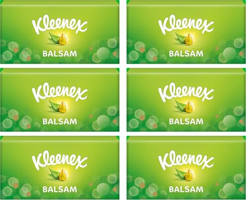 Kleenex Balsam Facial Tissues – 6 Standard Tissue Boxes - Balmcare® with Aloe Vera, Vitamin E and Calendula