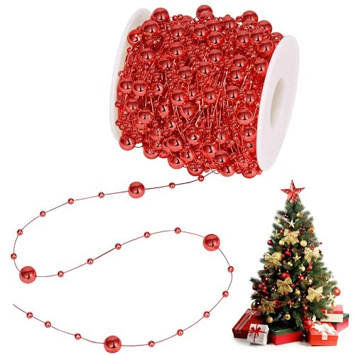 Weihnachtsbaum Perlengirlande, Perlengirlande, Christbaumschmuck Perlenband, Weihnachten Girlande Perlenband, Weihnachtsbaum Kette, Perlenband Weihnachtsbaum, Perlengirlande Kunstharz