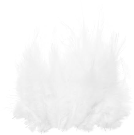 PATIKIL 7,6 cm tuppfjädrar, 200-pack naturliga fjädrar för hantverk färgglada fluffiga hantverksfjädrar för drömfångare handarbete kläder kostymer bröllop, vit