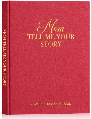 Lanpn Berätta historien om ditt liv mamma, guidad linnedagbok med 270+ frågor mors dag födelsedag jul present minnesbok mamma mamma berättelse bokjournal, engelsk, röd