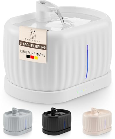 Pretty Paw Fontaine à Eau pour Chat sans Fil 3L - Détecteur de Mouvement, Système Filtré Silencieux pour Hydratation Quotidienne - Pure Flow Max (Blanc)