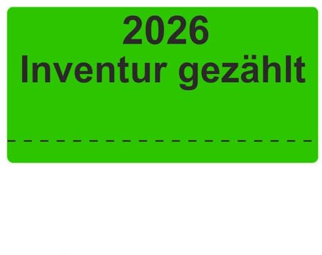 Etiquetas de inventario, pegatinas de inventario - 2025 inventario contado - 100 x 50 mm - Paquete de 500 unidades (verde brillante)