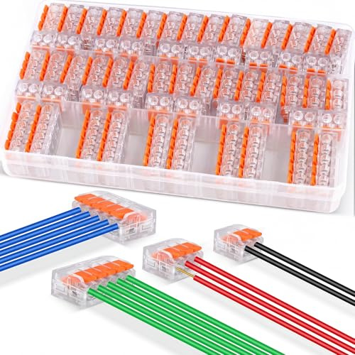 55 Stück Verbindungsklemmen, Kabelverbinder Schnellanschlussklemmen Kabelklemmen Elektro 2/3/5 Polig, Klemme Lüsterklemmen bis 4 mm², Elektroinstallationen Anschlussklemmen Connectors