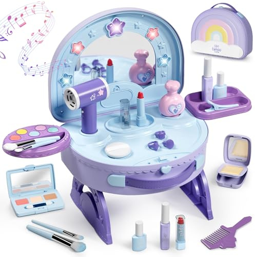 Lehoo Castle Coiffeuse pour enfant avec accessoires - Motif arc-en-ciel - Violet