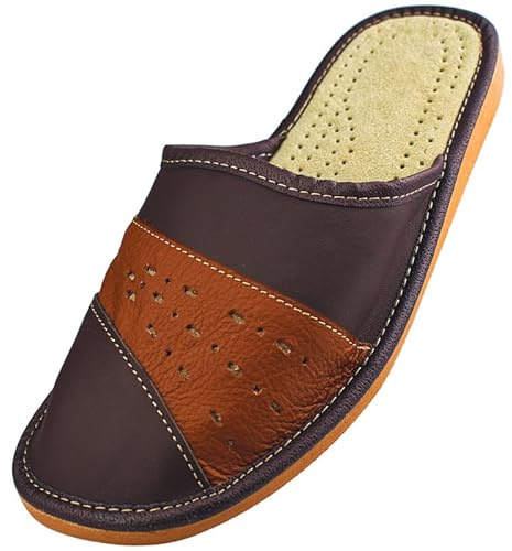 APREGGIO Pantofole Ciabatte Uomo Casa Pantofola Ciabatta Pelle 40-46 EU