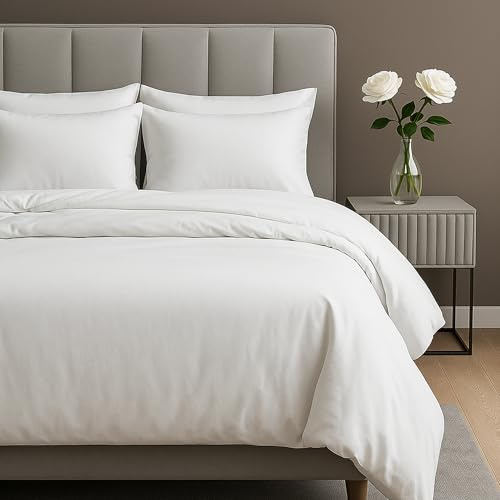 BloomBedding 3PC King Size Duvet Cover Set 100% Egyptian Cotton 400 Thread Count King Size Duvet Set With Pillowcases 2 Pack
