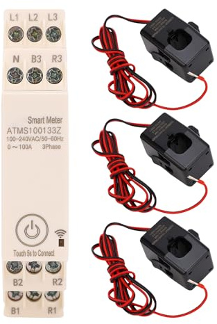 Eujgoov Contatore di Energia Intelligente Trifase, ABS, Monitora l'utilizzo dell'elettricità in Tempo Reale, Supporta Applicazioni Domestiche e Industriali
