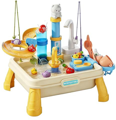 Generisch Kinder-Wasser-Spielbrett | Sinnesaktivität im Freien mit eingebauter Wasserpumpe - Wasser-Aktivitätstisch - für und Mädchen von 4-8 Jahren, für Garten, Terrasse, Park, Kita, Klassenzimmer