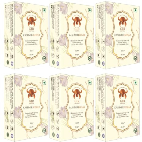 Saffron and Milk Herbal Soap Bar 80g (Pack of 6) | Gentle Cleansing Soap | Moisturizing Bath Bar for Daily Use