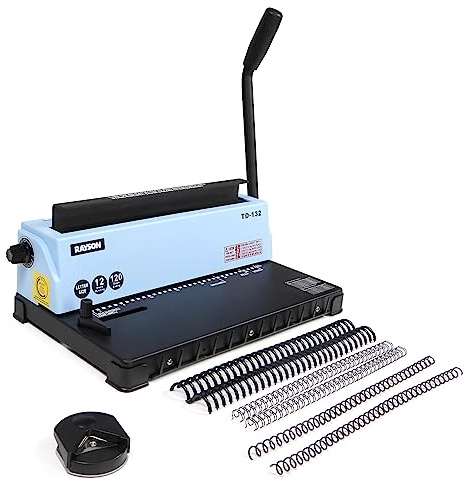 Rayson TD-132 Wire Binding Machine, 32-Hole Spiral Coil Binder, 3:1 Pitch, Punches 12 Sheets, Binds up to 120 Sheets, Sturdy Metal Construction