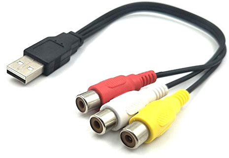 Halokny USB 2.0 A Male to 3 RCA Female Splitter Audio Video AV Composite Adapter Cable(USB M/3RCA F)
