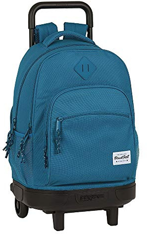 Blackfit8 Mochila Safta Escolar con Carro Incluido y Espalda Acolchada Egeo, 330x220x450mm - Mango telescópico|Ligera - Color azul