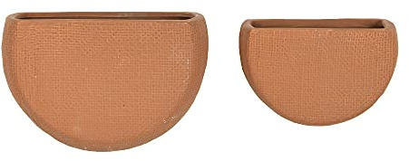 Main + Mesa Modern Boho Stoneware Wall Mount Planters, Terracotta, Set of 2 Sizes