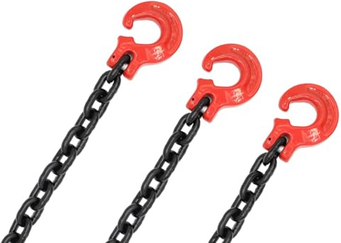 3 x Forstkette mit Forsthaken + Durchstecknadel, Rückekette 8mm 4000kg Güteklasse 8 Rundstahlkette Würgeketten Schleifketten (3, 2,5 Meter)