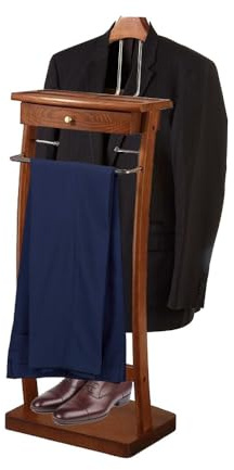 ACLFF Freestanding Clothes Valet with Stable Base, Clothes Valet with Tie Holder, Valet Stand with Pants Bracket, for Living Room, Office, Bedroom 39X30X112.2CM