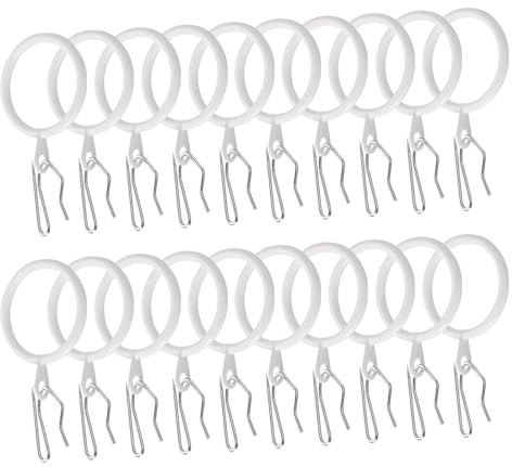 QUARKZMAN 40pz 1,2- Pollici Diametro Interno Anelli per Ganci Tende in Metallo Bianco Ring per Tende Scorrevoli Occhielli Tendaggi con Ganci Tende Gancio Tendaggi