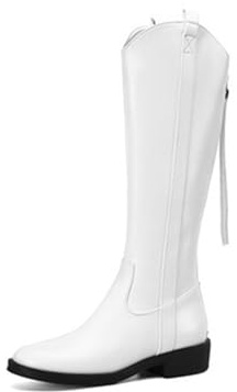 Botas de Mujer Negras - Equitación, Occidentales, Vaquero, Invierno, Trabajo - Piel Sintética, Cuero, Altas, Planas - Tallas 34-39