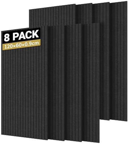 TONOR 8 Pack Large Acoustic Panels,47.2 X 23.6 X 0.35 Acoustical Wall Panel, Self-Adhesive Sound Proof Panels, Decorative Soundproof Wall Panels for Echo Absorption for Home Studio Office, Black