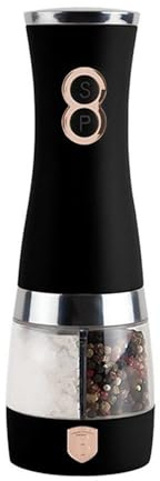 Berlinger House Elektrisk peppar- och saltkvarn 2-i-1 | Black Rose Collection | Rostfritt stål med keramisk kvarn | Snygg och lätt att fylla på
