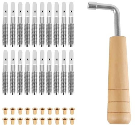 Laroal 20 Clavijas de afinación y 20 Remaches con Llave de afinación en Forma de L para Arpa pequeña, Instrumento de Cuerda Musical, Accesorios para Arpa, Juego de Arpa