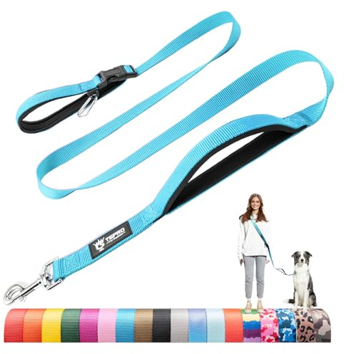 TSPRO Laisse pour Chien à Main Libre, avec Poignée Rembourrée de Sécurité et Fermoir Métallique, Durable, Réglable, pour Moyens et Grands Chiens (Bleu 25)