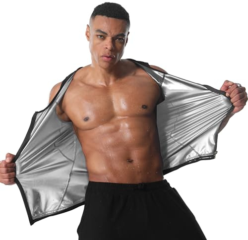Donason Bastuväst för Män Fitness Bantning Kroppsformare Värmefångande Dragkedja Svettdräkt, Träning för Män Midjetränare Kompression Gym Tank Top för Viktminskning Herr Bastu väst