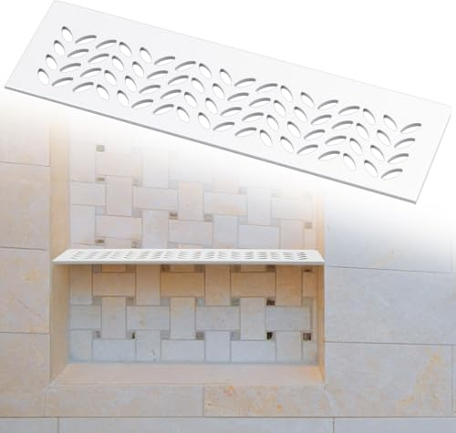 Teenyyou 1 Pcs 12 Aluminum Shower Niche Shelf 4mm White Rectangle Shelves