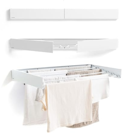 InnovaGoods® Tendedero Pared Plegable Retractil, 100cm, 6 Barras, Tendederos Plegables de Pared para Interior o Exterior, Ahorra de Espacio, tendedero Pared diseño Compacto, Resistente a la corrosión