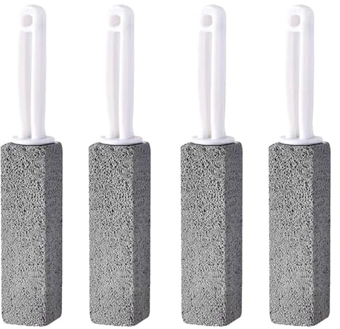 4 Piezas Bloque de Piedra Pómez para Limpiar WC con Mango - Elimina Sarro y Manchas Difíciles de Cerámica, Azulejos, Bañeras y Lavabos - Limpiador Reutilizable y Natural para Baño y Cocina