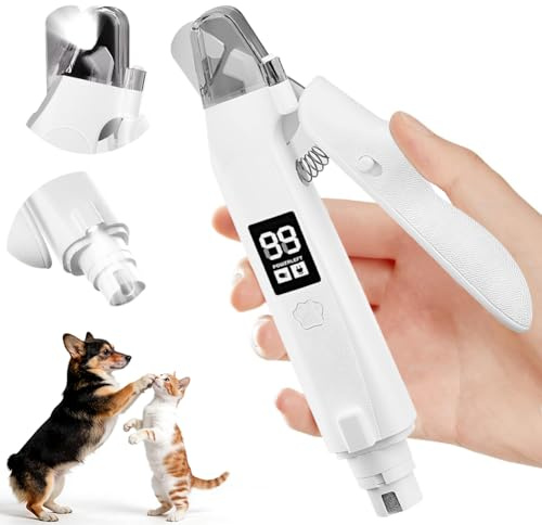 Ciseaux à griffes Pro pour chiens, coupe-griffes pour chiens, ciseaux à griffes pour chiens, chats avec écran, les ciseaux à griffes LED 2 en 1 pour un soin sûr des pattes sans crainte, protection