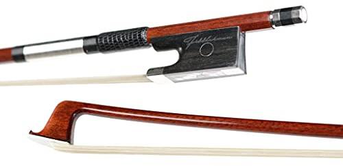 Fiddlerman Arco híbrido de madera y fibra de carbono para violín montado en cobre, rana de ébano hecha con pelo de caballo siberiano sin blanquear 4/4