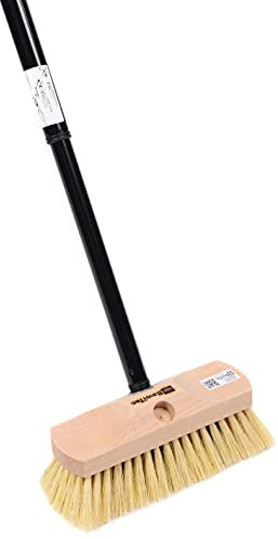 BawiTec Qualitäts Terrassenschrubber 25cm Schiffs,- Bootschrubber mit Teleskopstiel verstellbar Decksschrubber mit Langen Natur-Borsten Schrubber Wischer Terrasse Stiel für Haus,Hof,Werkstatt,Gewerbe